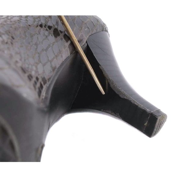 AEROSOLES Gray Reptile Embossed Square Toe Pumps Size 10 - Picture 6 of 7